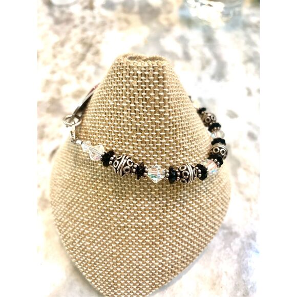 Medic Alert Handmade Black Clear Crystal Bracelet #medical - Picture 2 of 6